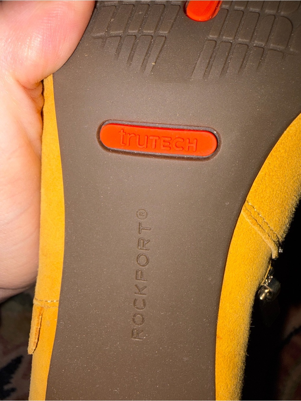 Rockport Yellow Suede Block Heel Ankle Boots with ruffle - Picture 5 of 9
